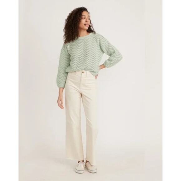 MARINE LAYER ALPACA WOOL Blend Ruby Pointelle Knit Sweater Size M, Like New - Picture 7 of 8